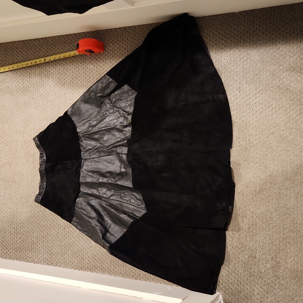 VINTAGE 1980'S Leather and Suede long skirt. AGGIE GEORGETTE FOR CHORDAS
